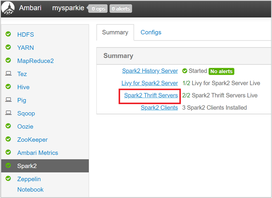 thrift server1'i yeniden başlatın.