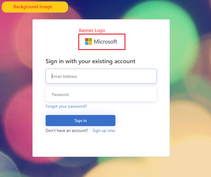 Azure AD B2C tarafından sunulan markalı kaydolma/oturum açma sayfası