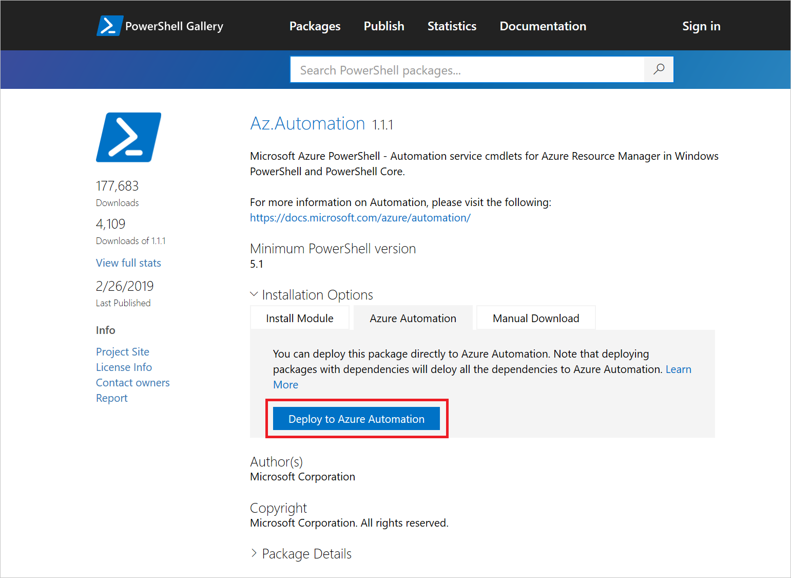 PowerShell Galerisi içeri aktarma modülünün ekran görüntüsü