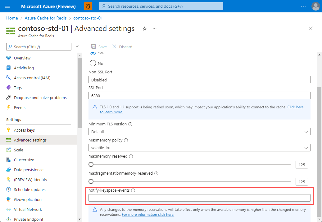 Azure Cache Redis için Gelişmiş Ayarları