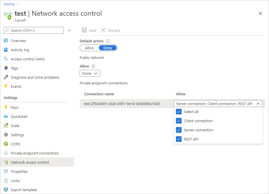 Edit private endpoint ACL on portal 