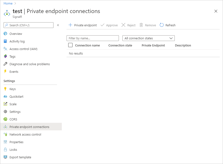 Private endpoint connections blade