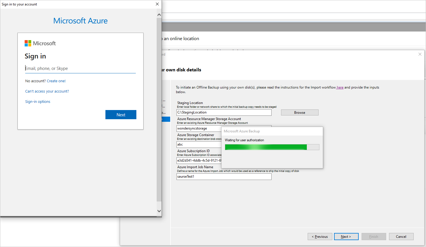Azure aboneliği oturum açma sayfasını gösteren ekran görüntüsü.