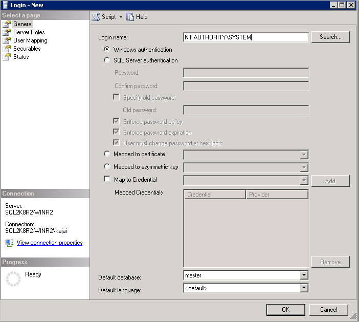 SSMS için oturum açma adı