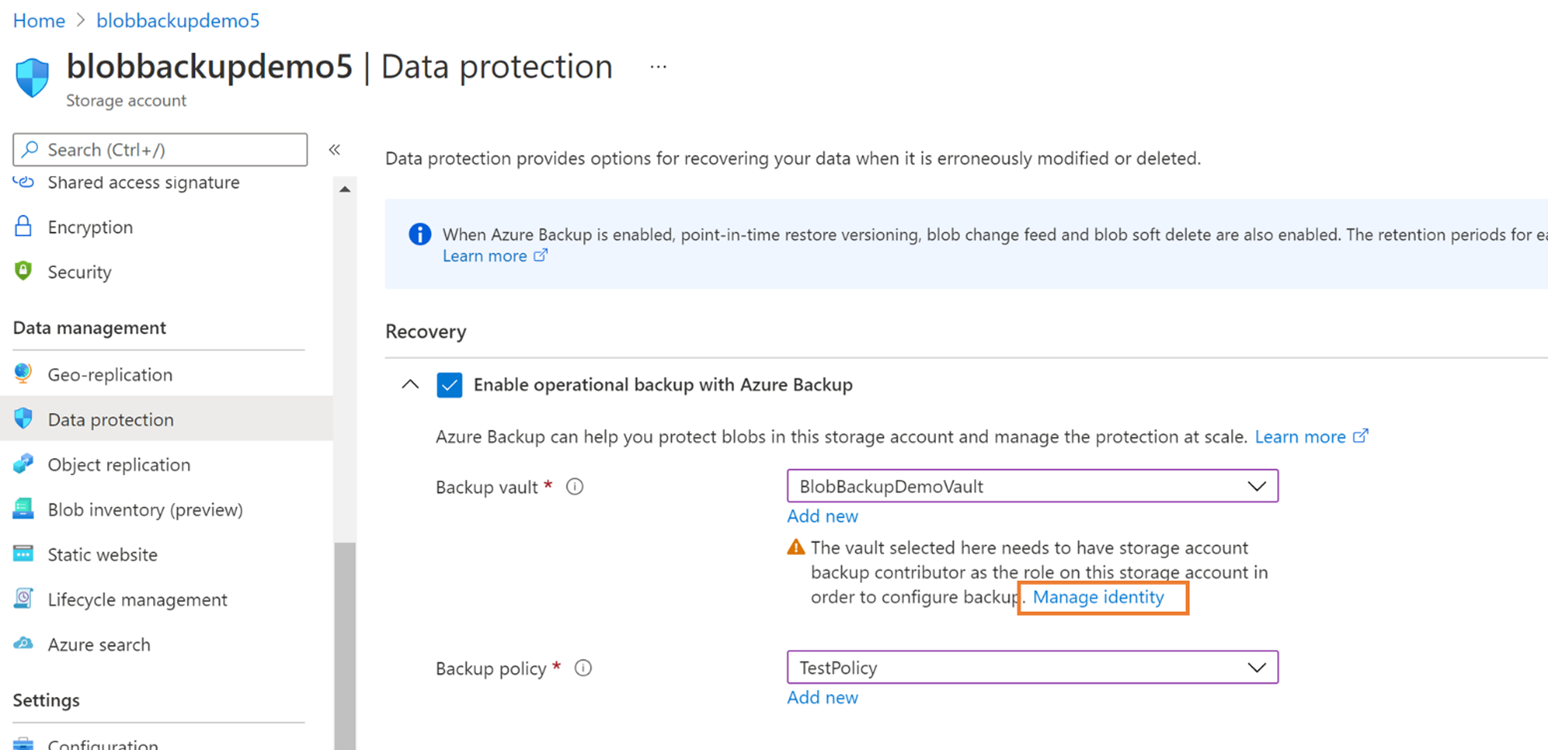 Azure Backup ile işletimsel yedeklemeyi etkinleştirme