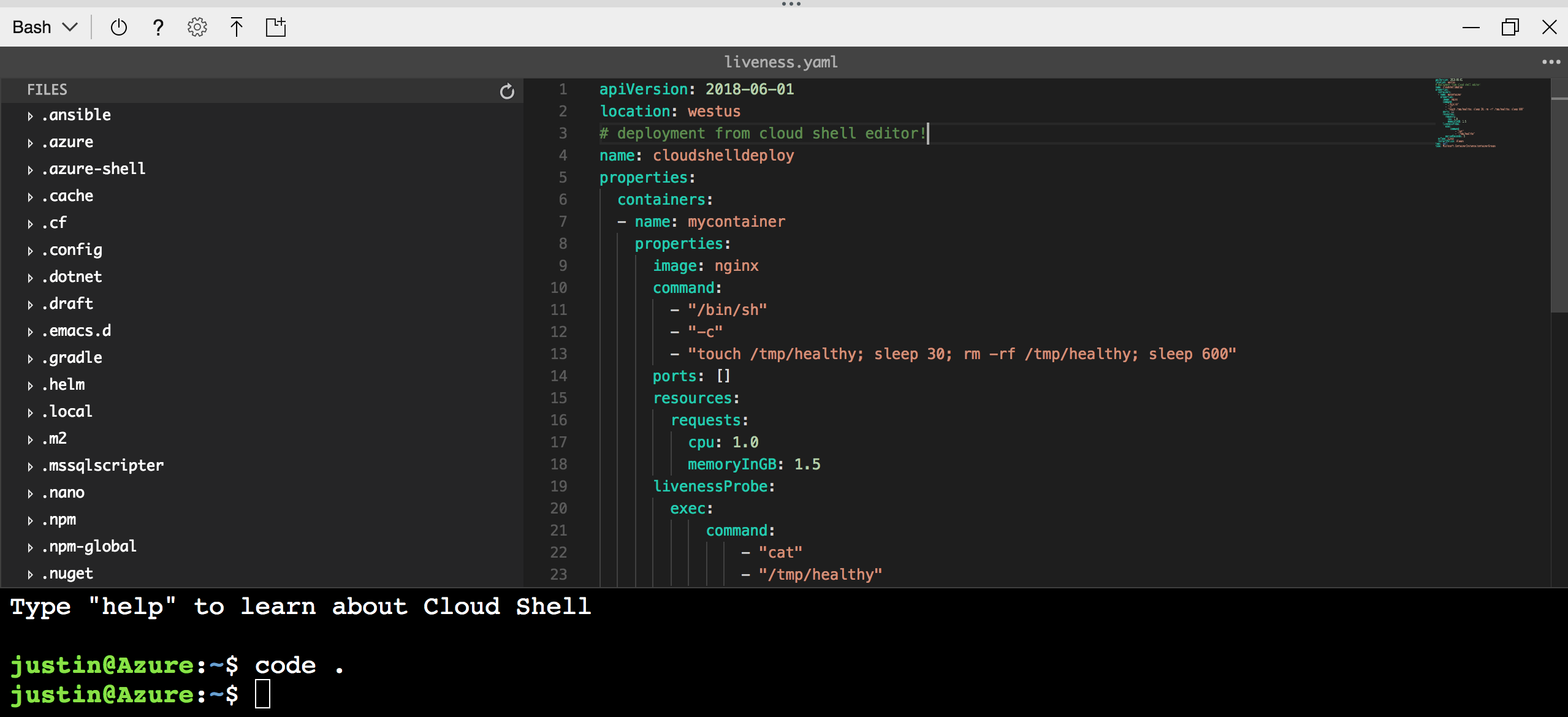 Cloud Shell düzenleyicisi