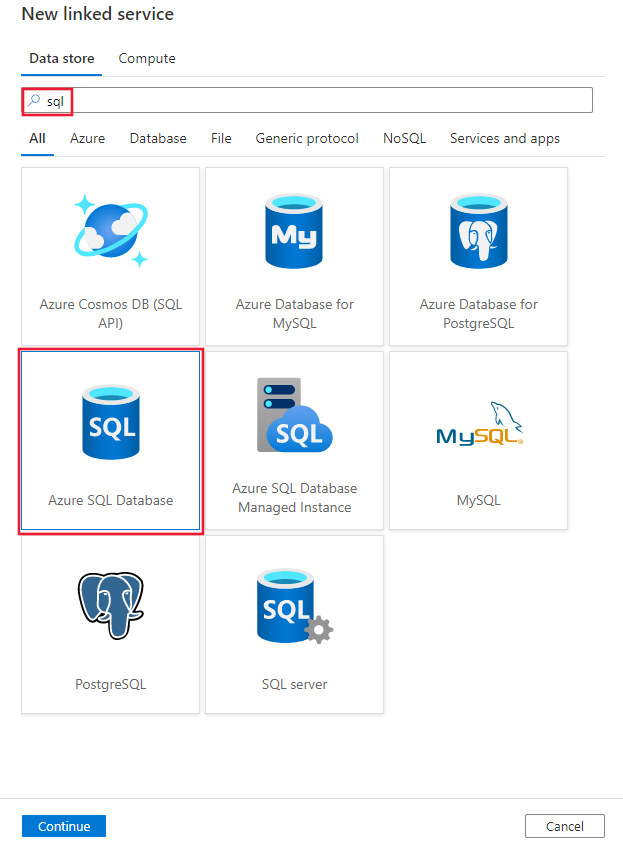 Azure SQL Veritabanı bağlayıcısını seçin.