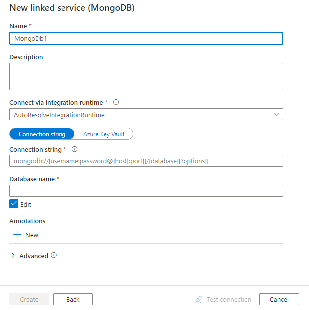 MongoDB'ye bağlı bir hizmet yapılandırın.