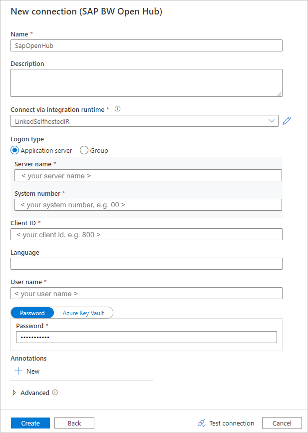 SAP BW Open Hub bağlı hizmet sayfası oluşturma