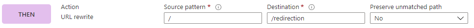 URL yeniden yazma eylemini gösteren portal ekran görüntüsü.