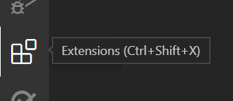 Visual Studio Code'dan Uzantılar görünümü simgesini ve kısayolunu gösteren ekran görüntüsü.