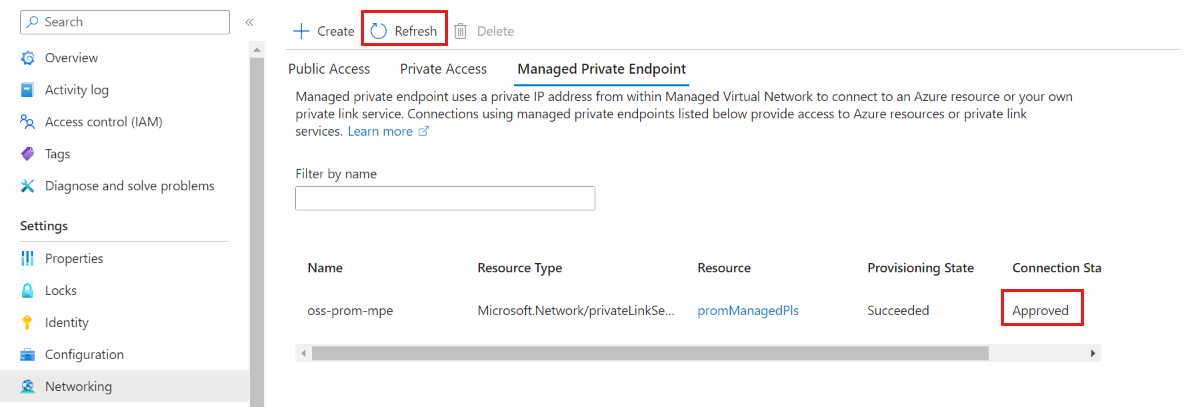 Yenile düğmesini gösteren Azure platformunun ekran görüntüsü.