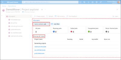 Azure portalında filtrelerin kullanımını vurgulayan Genel Bakış sekmesinin ekran görüntüsü.