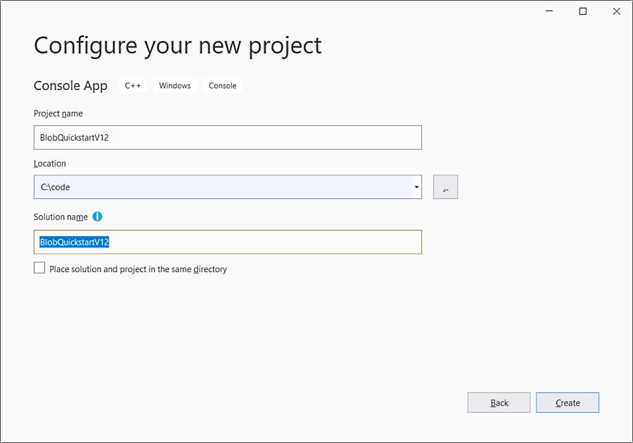 Yeni bir C++ Windows konsol uygulamasını yapılandırmak için Visual Studio iletişim kutusu