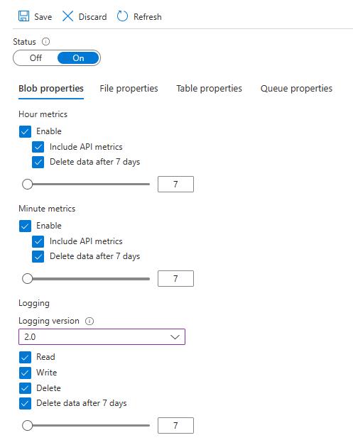 Azure portal günlüğe kaydetmeyi yapılandırın.