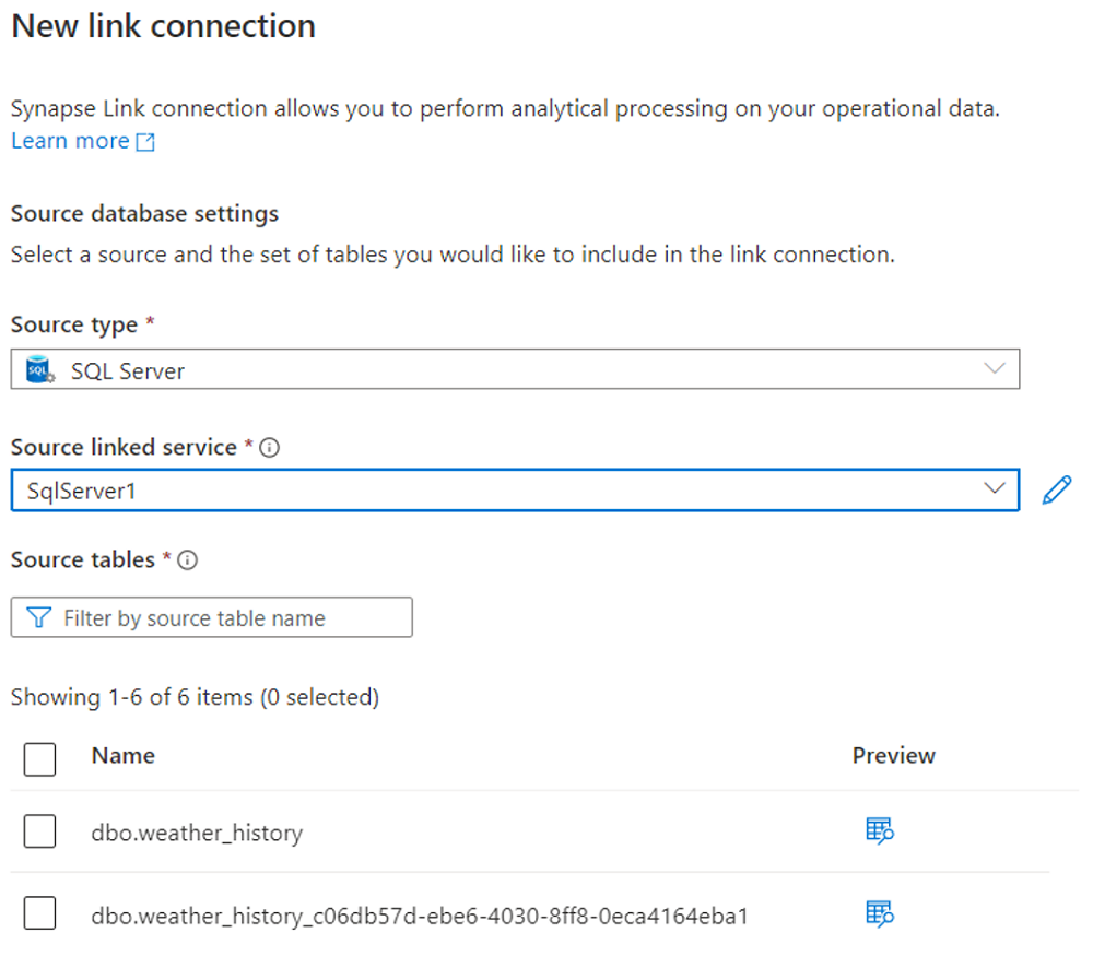 Azure SQL Server 2022 örneğinden bağlantı bağlantısı oluşturmayı gösteren ekran görüntüsü.