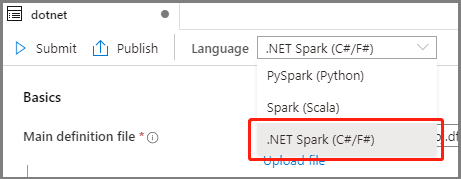dotnet'i seçin