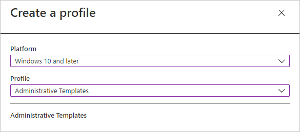 Select platform and type of profile