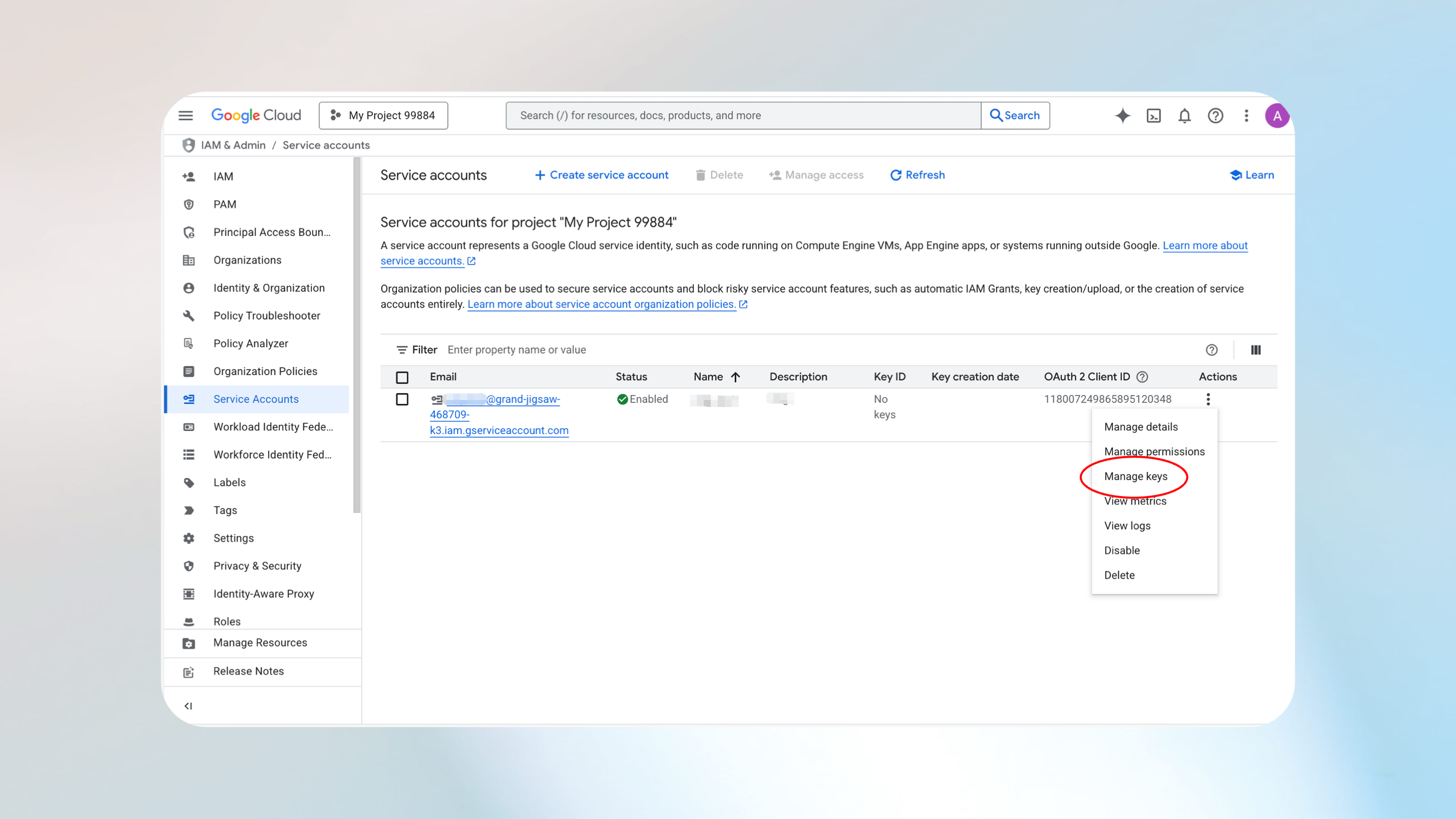 Screenshot that shows how to get the keys step1.