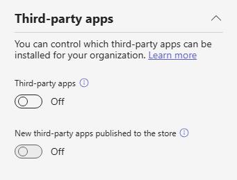 Screenshot showing the pre acm third-party org-wide app settings in an organization.