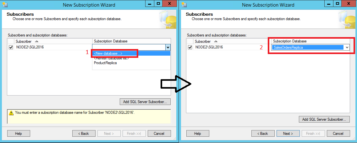 Aboneye veritabanı ekleme seçimleri