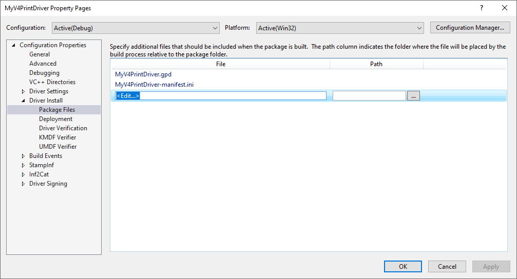 Paket dosyaları düzenleme satırını seçin.