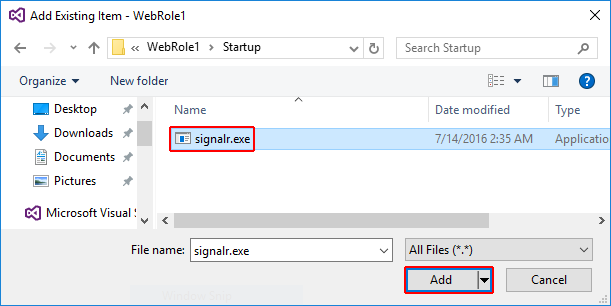 Projeye signalr.exe ekleme