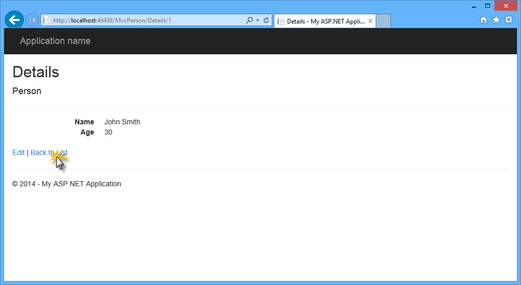 Kişinin ayrıntılar görünümü