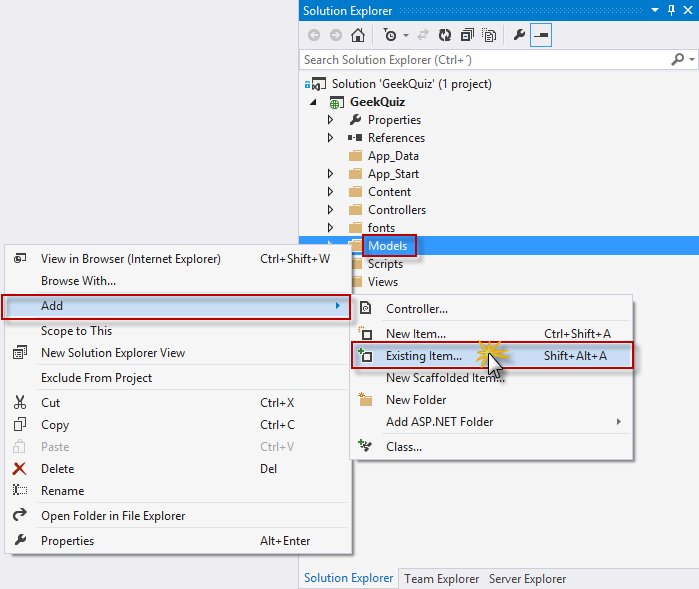 Var olan bir öğeyi ekleme