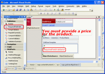 ProductName EditItemTemplate'a RequiredFieldValidator ekleme