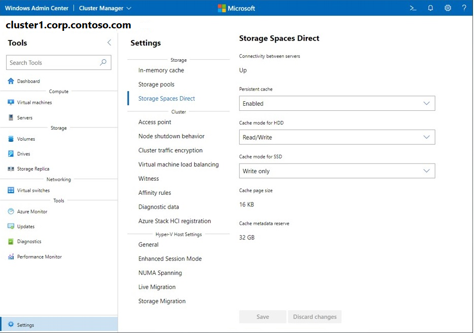 cluster Storage Spaces Direct screen