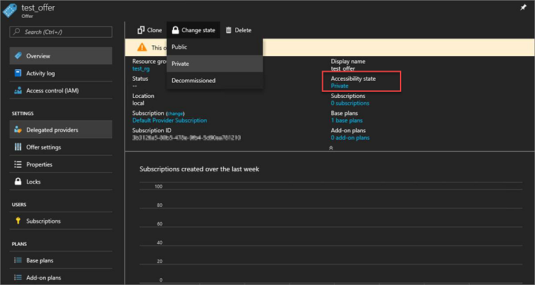 Select Accessibility state for your Azure Stack Hub offer