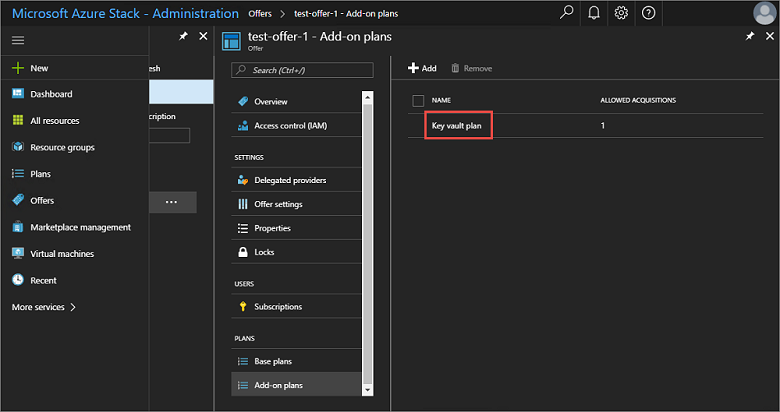 Azure Stack yönetici portalında eklenti planlarının listesini gözden geçirme