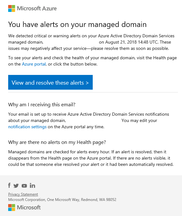 Example email notification