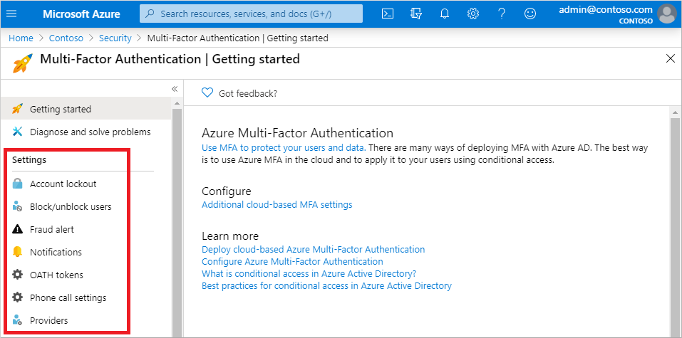 Microsoft Entra çok faktörlü kimlik doğrulama ayarları