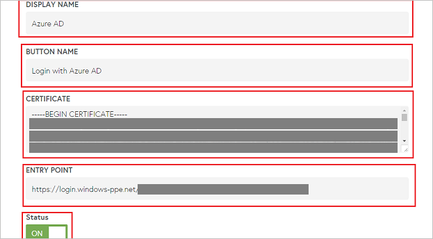Screenshot shows the page where you can enter the values described.