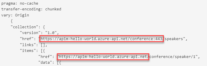 Portaldaki test konsolunda değiştirilen URL'leri gösteren ekran görüntüsü.