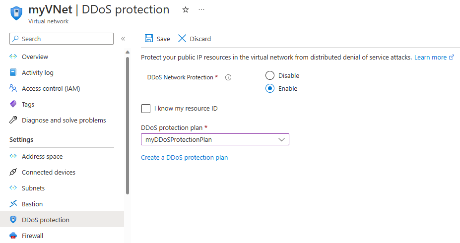 Screenshot of D D o S network protection.