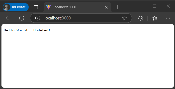 Uygulama Yapılandırması güncelleştirilmiş bir ileti içeren tarayıcının ekran görüntüsü.