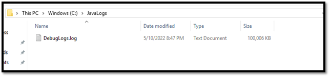 Screenshot of text log files on agent machine.