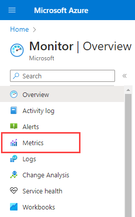 Ölçüm gezgininin Azure portalında nasıl açıldığını gösteren ekran görüntüsü.