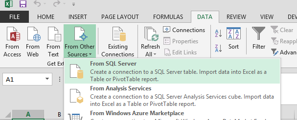 Excel diğer kaynaklardan içeri aktarma