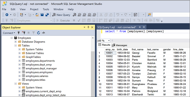 SQL Server Management Studio'nun ekran görüntüsü.