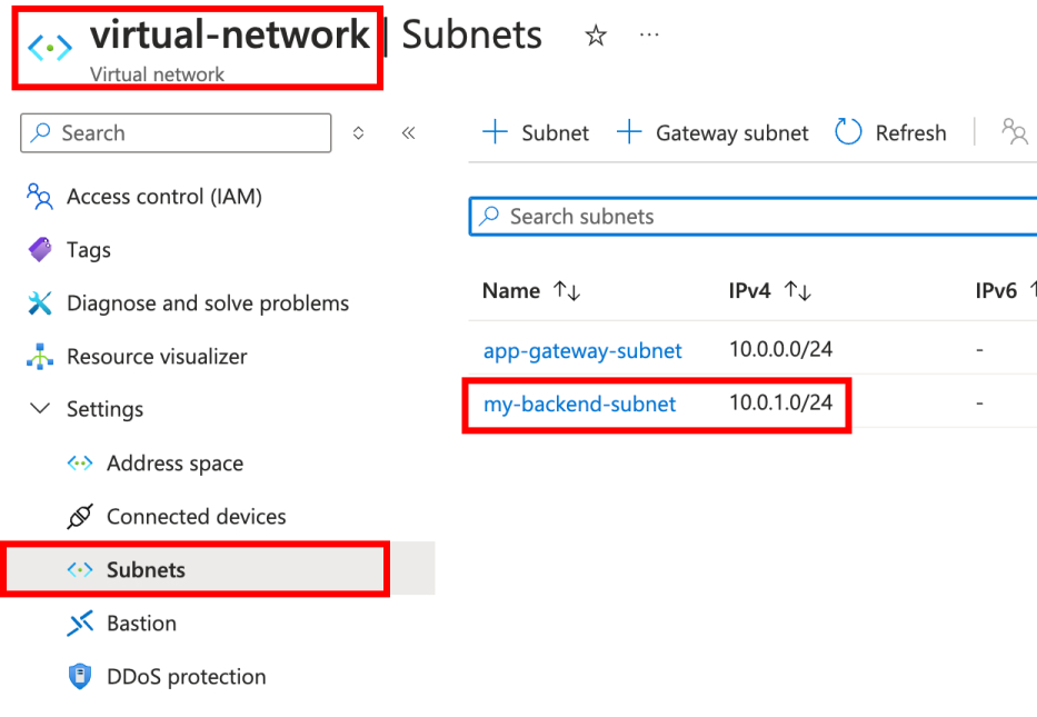 Screenshot showing how to create another subnet.