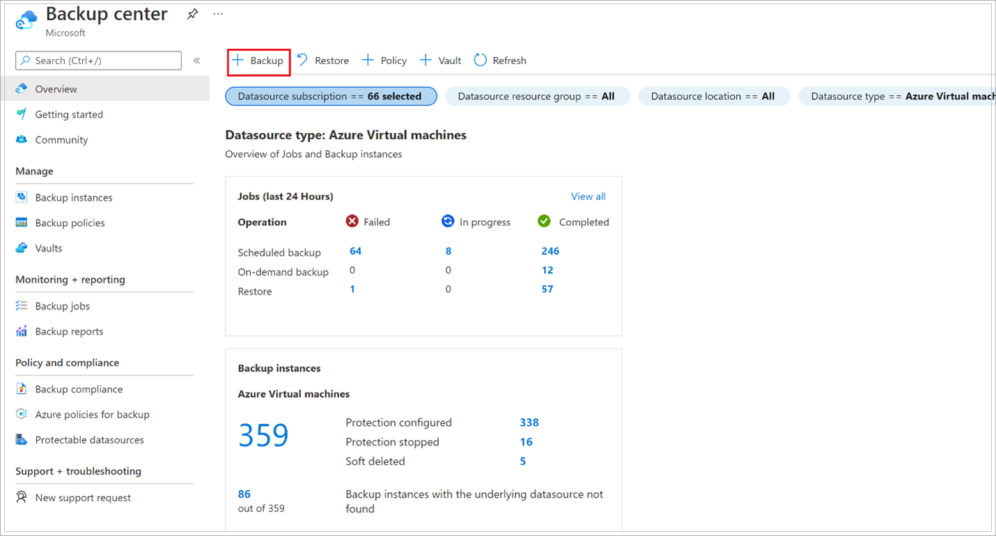 Yedekleme merkezini gösteren ekran görüntüsü.