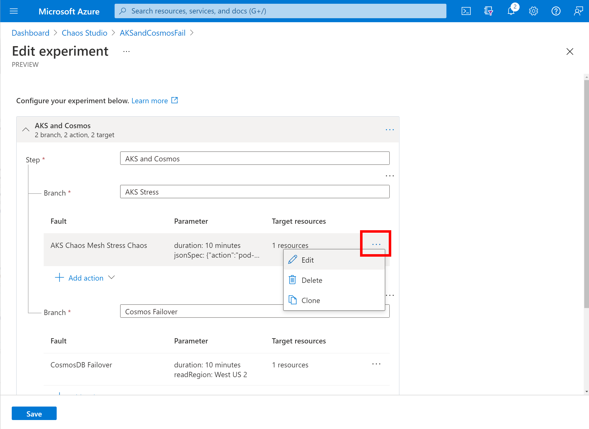 Screenshot that shows preparing to edit a fault.