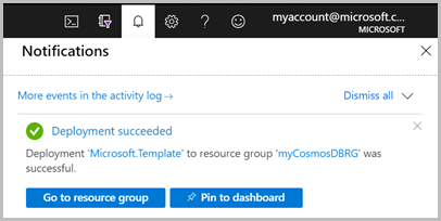 ARM şablonu, Azure Cosmos DB tümleştirmesi, portal bildirimi dağıtma