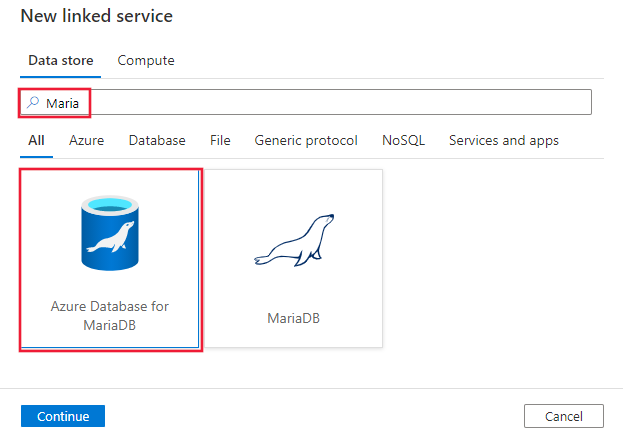 MariaDB için Azure Veritabanı bağlayıcısının ekran görüntüsü.