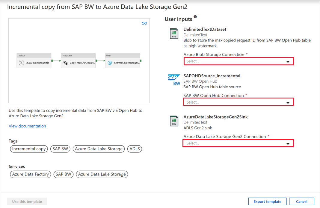 SAP BW şablonundan artımlı kopyalama