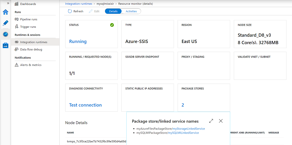 Azure-SSIS IR'i izle - PAKET kutucuğu
